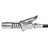 Close-up of a metal nozzle on a white background