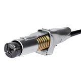 Electrical connector with a black cable on a white background