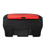 Black and red rectangular fuel device on a white background