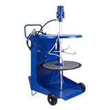 Blue oil filter cleaning machine on a white background