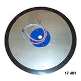 Circular object with a logo on a white background