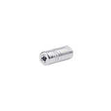 Metallic cylindrical object on a white background