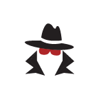 Inspector icon wearing red glasses and a trench coat